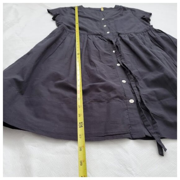 GAP Black Lightweight Button-Front Drawstring Waist Cotton Shirt Dress Size 4 - Picture 7 of 8